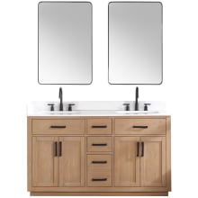Gavino 60" Free Standing Double Basin Vanity Set with Cabinet, Stone Composite Vanity Top, and Framed Mirror
