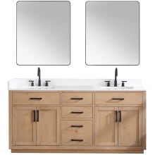 Gavino 72" Free Standing Double Basin Vanity Set with Cabinet, Stone Composite Vanity Top, and Framed Mirror