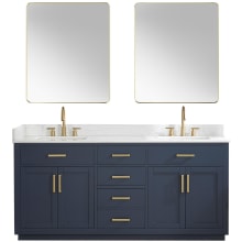 Gavino 72" Free Standing Double Basin Vanity Set with Cabinet, Stone Composite Vanity Top, and Framed Mirror