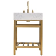 Merano 24" Rectangular Stone Composite Console Bathroom Sink with Overflow and 3 Faucet Holes at 8" Centers