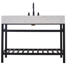 Merano 48" Rectangular Stone Composite Console Bathroom Sink with Overflow and 3 Faucet Holes at 8" Centers