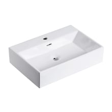 Fremont 23-5/8" Rectangular Ceramic Vessel Bathroom Sink with Overflow and Single Faucet Hole