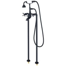 Force Floor Mounted Clawfoot Tub Filler with Built-In Diverter - Includes Hand Shower