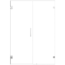 Roisin 74" High x 52" Wide Hinged Frameless Shower Door with Clear Glass