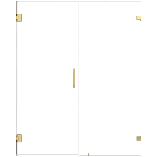 Roisin 74" High x 60" Wide Hinged Frameless Shower Door with Clear Glass