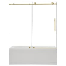 Lazaro 58" High x 60" Wide Sliding Frameless Tub Door with Clear Glass