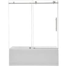 Lazaro 58" High x 60" Wide Sliding Frameless Tub Door with Clear Glass
