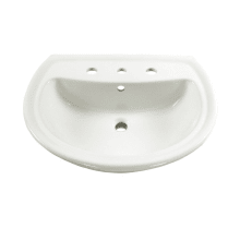 Cadet Pedestal Sink Only with 8" Centers, 24-1/2" Length and Overflow