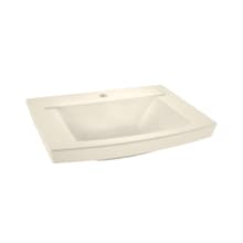 Townsend 24" Rectangular Fireclay Console & Drop In Bathroom Sink with Single Faucet Hole and Overflow