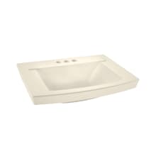 Townsend 24" Rectangular Fireclay Drop In Bathroom Sink with 3 Faucet Holes at 4" Centers and Overflow