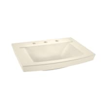 Townsend 24" Rectangular Fireclay Drop In Bathroom Sink with 3 Faucet Holes at 8" Centers and Overflow