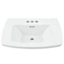 Edgemere 25" Fireclay Pedestal Bathroom Sink with 3 Faucet Holes at 4" Centers and Overflow - Less Pedestal