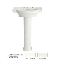 Estate 24" Pedestal Bathroom Sink with 3 Holes Drilled (8" Centers) and Overflow