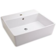 Loft 19-5/8" Fire Clay Vessel Bathroom Sink with 1 Hole Drilled with Overflow