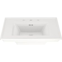 Town Square S 30" Rectangular Fireclay Pedestal Bathroom Sink with Overflow and 3 Faucets Holes at 8" Centers - Sink Only
