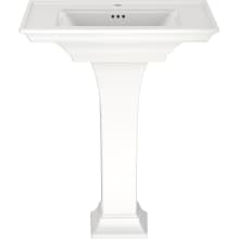 Town Square S 30" Rectangular Fireclay Pedestal Bathroom Sink with Overflow and Single Faucet Hole