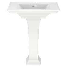 Town Square S 30" Rectangular Fireclay Pedestal Bathroom Sink with Overflow, 3 Faucet Holes at 4" Centers, and Pedestal with Right Height Technology