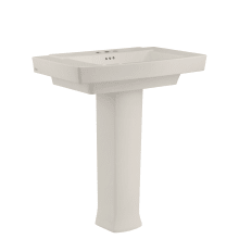 Townsend 30" Fireclay Pedestal Bathroom Sink with 3 Faucet Holes at 4" Centers and Overflow - Includes Right Height® Pedestal