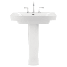 Townsend 30" Fireclay Pedestal Bathroom Sink with 3 Faucet Holes at 8" Centers and Overflow - Includes Right Height® Pedestal