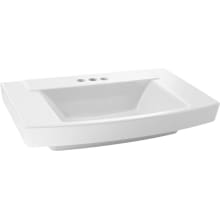 Townsend 24" Rectangular Fireclay Drop In Bathroom Sink with 3 Faucet Holes at 4" Centers and Overflow