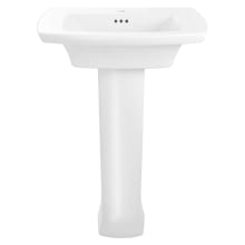 Edgemere 25" Fireclay Pedestal Bathroom Sink with Single Faucet Hole and Overflow