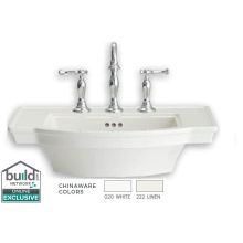 Estate 24" Pedestal Bathroom Sink Only with 3 Holes Drilled (8" Centers) and Overflow