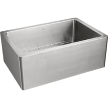 Avery 30" Farmhouse Single Basin Stainless Steel Kitchen Sink with Basket Strainer, Basin Rack, and Sound Dampening Technology