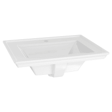Town Square S 24" Rectangular Fireclay Drop In Bathroom Sink with Overflow and Single Faucet Hole