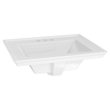 Town Square S 24" Rectangular Fireclay Drop In Bathroom Sink with Overflow and 3 Faucet Holes at 4" Centers