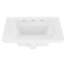 Town Square S 24" Rectangular Fireclay Drop In Bathroom Sink with Overflow and 3 Faucet Holes at 8" Centers