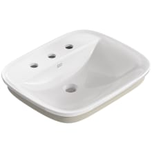 Aspirations 22" Rectangular Vitreous China Drop In Bathroom Sink with 3 Faucet Holes at 8" Centers