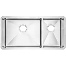 Pekoe 35" Double Basin Stainless Steel Kitchen Sink for Undermount Installations - Drains Included