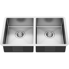 Pekoe 29" Undermount Double Basin Stainless Steel Kitchen Sink with Basket Strainer, Basin Rack, and Sound Dampening Technology