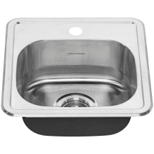 Colony 15" Single Basin Stainless Steel Kitchen Sink for Drop In Installations with Single Faucet Hole - Drain Included