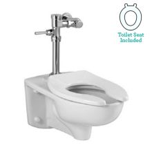 Afwall 1.6 GPF One-Piece Elongated Toilet With Top spud, Flushometer and Seat Included