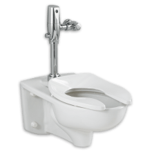 Afwall Elongated One-Piece Toilet with Top Spud, EverClean Surface, and Flushometer - Less Seat