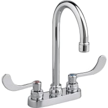 Double Handle Centerset Gooseneck Bathroom Faucet Less Drain with Vandal Resistant Wrist Blade Handles from the Monterrey Collection
