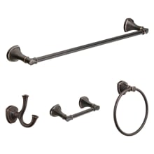Estate 4 Piece Bathroom Package with 24" Towel Bar, Robe Hook, Towel Ring, and Toilet Paper Holder