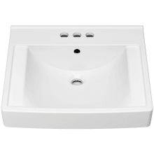 Decorum 21" Wall Mounted Bathroom Sink with Overflow, 3 Faucet Holes at 4" Centers, and EverClean Glaze