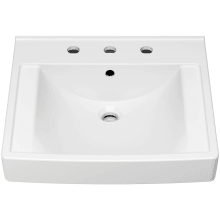Decorum 21" Wall Mounted Bathroom Sink with Overflow, 3 Faucet Holes at 8" Centers, and EverClean Glaze