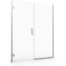 Shower Door Collection 72" High x 59-9/16" Wide Hinged Frameless Shower Door with Clear Glass