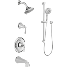 Estate Pressure Balanced Shower System with Shower Head, Hand Shower, Slide Bar, Shower Arm, Hose, Wall Supply Elbow, Tub Spout, Diverter, and Valve Trim