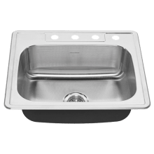 Colony 25" Single Basin Stainless Steel Kitchen Sink for Drop In Installation