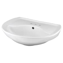 Ravenna 24-1/2" Vitreous China Pedestal Sink Only with Overflow and 3 Faucet Holes at 4" Centers