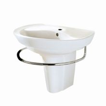 Ravenna Pedestal Bathroom Sink with Pedestal, Single Faucet Hole, 24-1/4" Length and Overflow