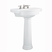 Retrospect Pedestal Bathroom Sink with Pedestal, 27" Length and Overflow