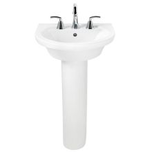 Tropic Petite Pedestal Bathroom Sink with Pedestal, 4" Centers, 21" Length and Overflow