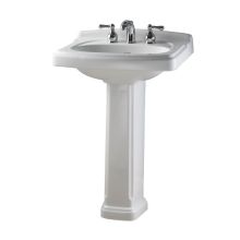 Portsmouth Pedestal Bathroom Sink with Pedestal, Single Faucet Hole, 24-3/8" Length and Overflow