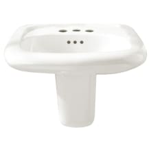 Murro 21-1/4" Porcelain Wall Mounted Bathroom Sink with 3 Faucet Holes at 4" Centers - Less Shroud