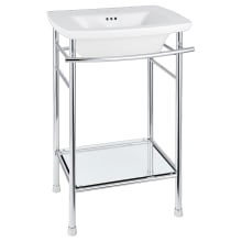25" Fireclay Console  Bathroom Sink with 8" Faucet Centers and Polished Chrome Console